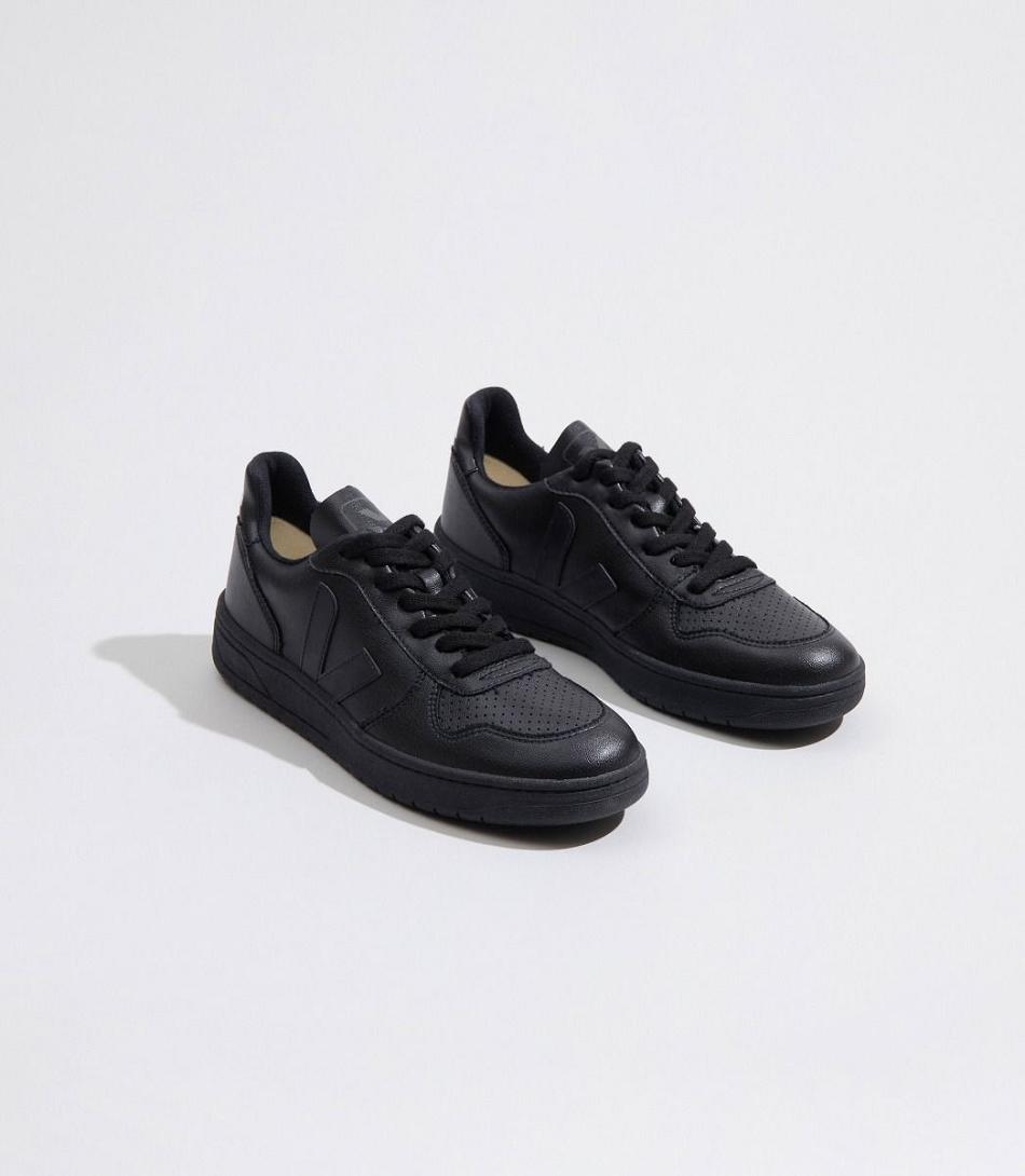 Adults Veja V-10 Cuero Outlet Negras | CLICD66179