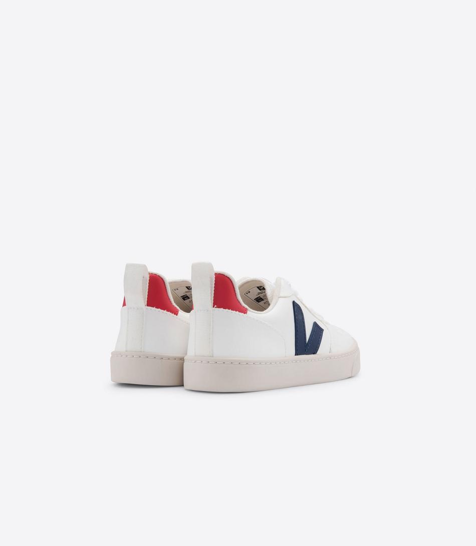 Kids Veja V-10 Laces Cwl Cobalt Pekin Vegan Blancas | CLQAV82185