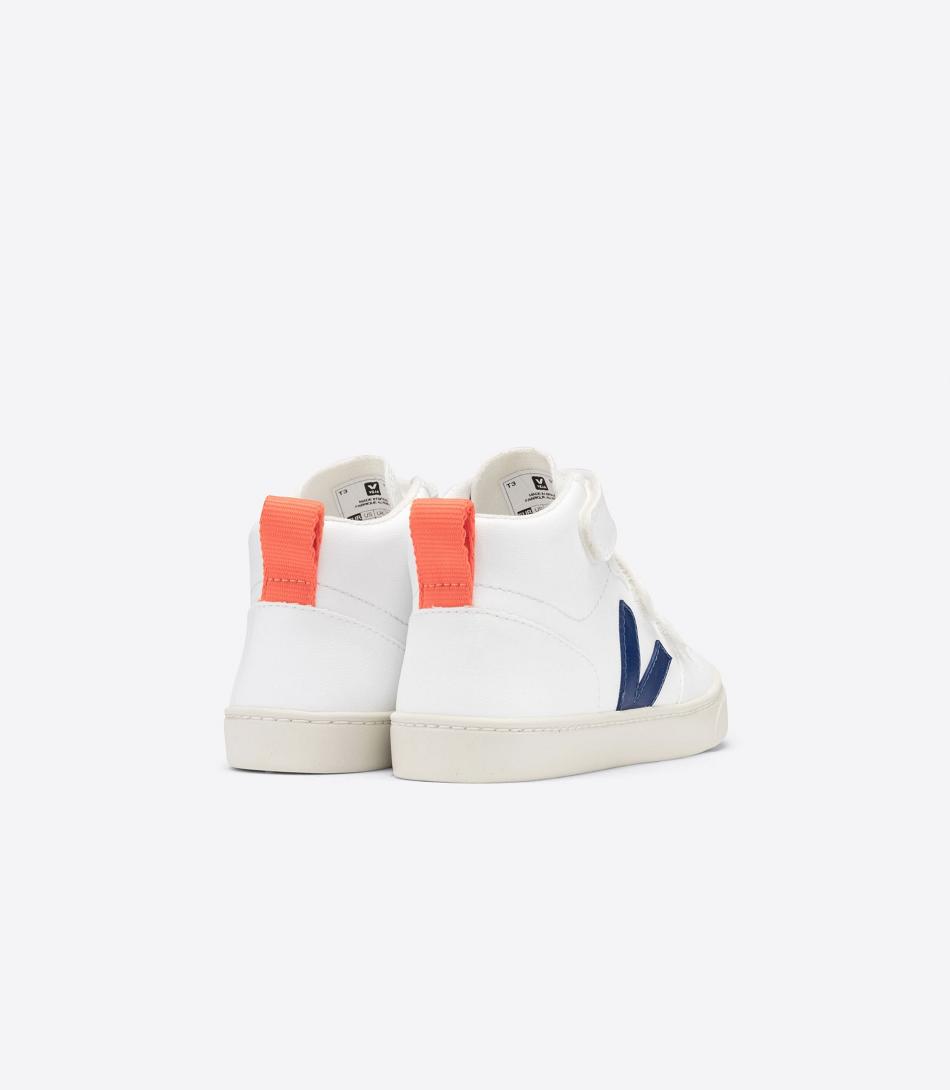Kids Veja V-10 Mid Cwl Cobalt Orange Fluo Vegan Blancas | UCLND15206