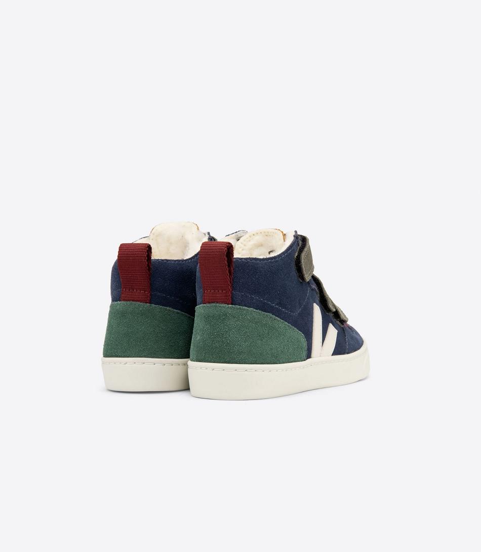 Kids Veja V-10 Mid Fured Gamuza Multico Nautico Cyprus Outlet Indigo | GCLUC85659